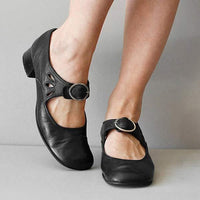 Fiona - Klassische orthopädische Schuhe mit runder Spitze – Schwarz