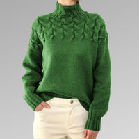 Rollkragenpullover mit Twist-Details – Elegante Wärme mit moderner Raffinesse – Grün