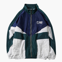Herren Bomberjacke mit Reißverschluss und Colorblock Design – Blau
