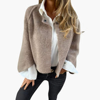 Damenjacke mit Rundhalsausschnitt und langen Ärmeln – Beige