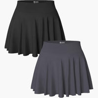Damen Minirock 2er-Pack mit hoher Taille und Stretchbund – Schwarz Dunkelgrau