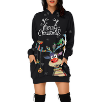 Georgia - Elegantes Weihnachtskapuzenkleid für Damen – Schwarz / Blau