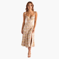Sommerkleid für Damen - Luftiges Maxi Strandkleid mit Corsage – Gelb