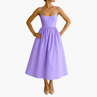 Midikleid Ärmelloses - Sommerkleid für Damen mit Faltenrock – Lila