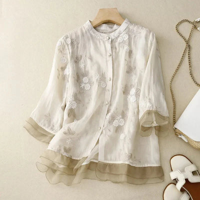Camille | Elegante Bluse aus bestickter Baumwolle