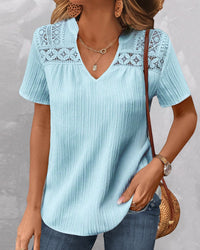 Heidi-Mode | T-Shirt V-Ausschnitt Uni – Blau
