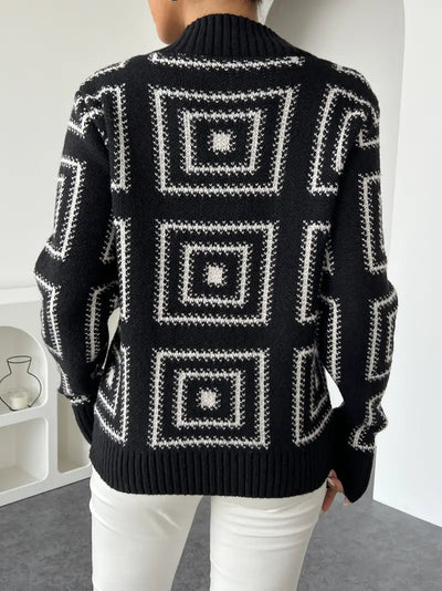 Seydahlah | Geometrisch gemusterter Rollkragenpullover – eleganter Langarmpullover