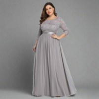 Anneliese | Premium Kleid mit Spitze für elegante Kurven – Grau