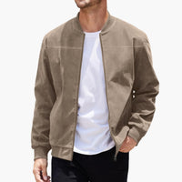 Bomber jacke für Herren mit geripptem Kragen und Reißverschluss – Khaki