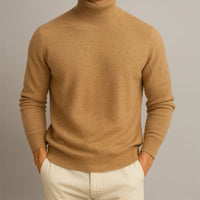 Markus | Pullover Herren hoher Kragen elegant & lässig – Braun