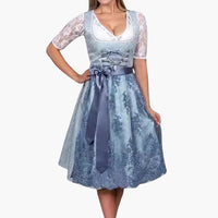 Damen Dirndl Kleid ärmellos mit Mieder und Rock - Oktoberfest 2025 – Blau