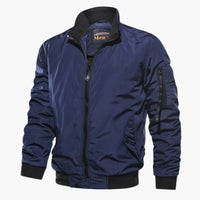Herren Bomber jacke mit Reißverschluss und geripptem Saum – Blau