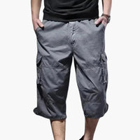 Herren 3/4 Hose mit Taschen aus leichtem Stoff für Sommer – Grau
