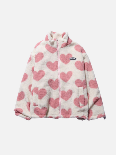 Wispase | Schlanke doppelseitige Oversized-Jacke mit Herzen