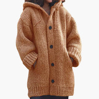 Langer Kapuzen Cardigan für Damen – Orange