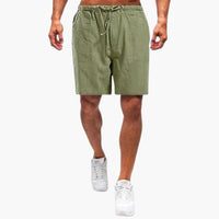 Sommerliche Freizeitherren-Shorts mit Kordelzug und Seitentaschen – Hellgrün