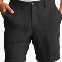 Herren Sommer Shorts mit geradem Bein und Umschlagsaum – Schwarz