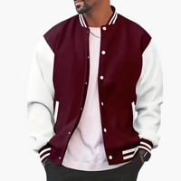 Varsity Bomberjacke für Herren - Leichte Sommer Collegejacke – Burgunderrot