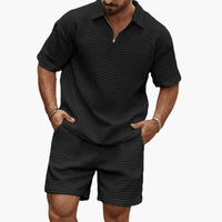 Sommer Set für Herren - Leichte Zweiteiler mit Poloshirt und Sweat Shorts – Schwarz