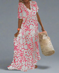 Hannelore | Sommerkleid mit Eleganter Passform und Grafischem Muster – Rosa