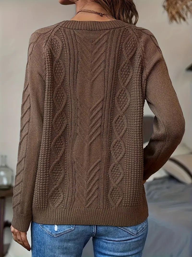 Seyfalah | Strickpullover mit Rundhalsausschnitt – lässiger Pullover mit langen Raglanärmeln und fester Farbe