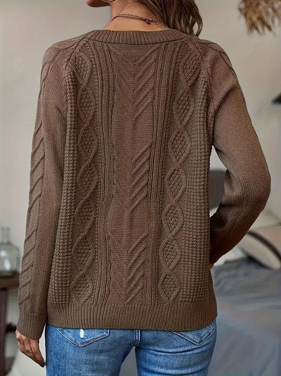 Seyfalah | Strickpullover mit Rundhalsausschnitt – lässiger Pullover mit langen Raglanärmeln und fester Farbe