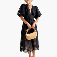 Amber | Elegantes Sommer-Midikleid – Schwarz