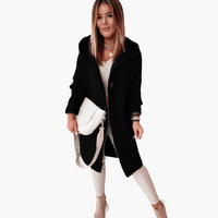 Damen Kapuzen Strickjacke mit offenem Schnitt und langen Ärmeln – Schwarz