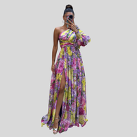 Helena | Elegantes Maxi-Kleid – Gelb und Lila