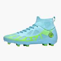 Unisex Fußballschuhe mit Stollen Sohle und Strick Kragen – Hellblau mit Spikes