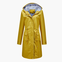 Damen Trenchcoat mit Kapuze und Fronttaschen – Gelb