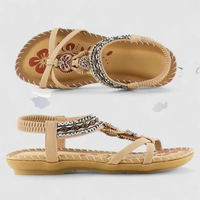 Viola | Damen Riemchen Sandalen Offen Flach Komfort Sommer Casual – Mahagoni Braun