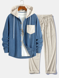 Cadmus – Set Aus Kapuzen Hemd Und Hose Aus Cord – Blau