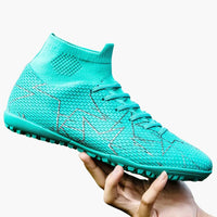 Herren-Fußball schuhe mit Schnürverschluss und strukturierter Sohle – Türkis