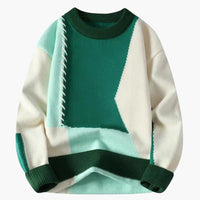 RÉVE | Patchwork-Pullover – Grün/Weiß