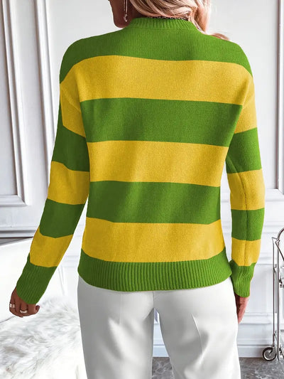 Seylah | Stripe Color Block Sweater, Lässiger Langarmpullover mit Rundhalsausschnitt