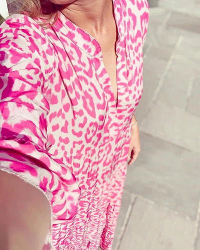 Fleur® | Ibiza Mode stilvolle Frauen Leopard Druck Kleid