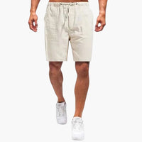 Sommerliche Freizeitherren-Shorts mit Kordelzug und Seitentaschen – Khaki