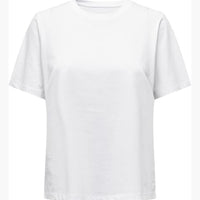 Damen T-Shirt mit Rundhalsausschnitt und kurzen Ärmeln – Weiß