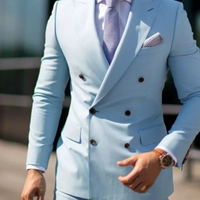 Herren Zweireihig Formell Hochzeitsgast Anzug Set | Zweiteiliges Set – Hellblau