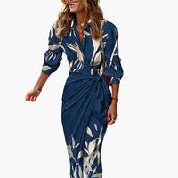 Gestreiftes Hemdblusenkleid – Damen Maxikleid aus Baumwolle – Dunkelblau