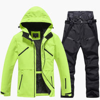Zweiteiliges Ski Set für Unisex – Gelbgrün / Schwarz