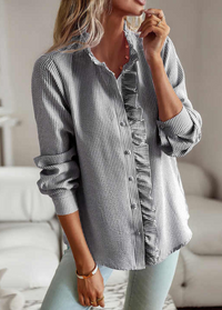 XAVERIA - RÜSCHENBLUSE MIT LANGEN ÄRMELN – Grau