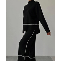 Patrishia Lose Pullover und Hosen Set – Schwarz