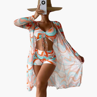 Lotta | 3-teiliges bedrucktes Bikini-Set – Orange
