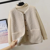 Damen Knopf Daunen Warme Weste | Ärmellos – Beige