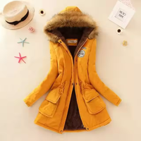 Therelle™ - Herbst-/Winterjacke mit Kapuze Stickerei und Tailliertem Schnitt – Gelb