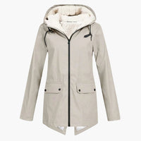 Wasserabweisender Trenchcoat mit Kapuze für Damen – Beige