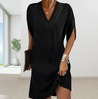 Selia | Elegantes V-Ausschnitt Kleid – Schwarz