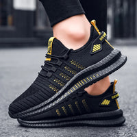 Laufschuhe für Herren - Bequeme Sommersportschuhe für breite Füße – Schwarz Gelb